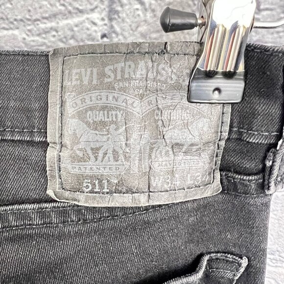 Levi's 511 Black Slim Fit Mens Jeans 34 x 34 Distressed Ripped - Picture 6 of 8